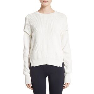Helmut Lang |‎ White Cotton Button Detail Sweater Size S